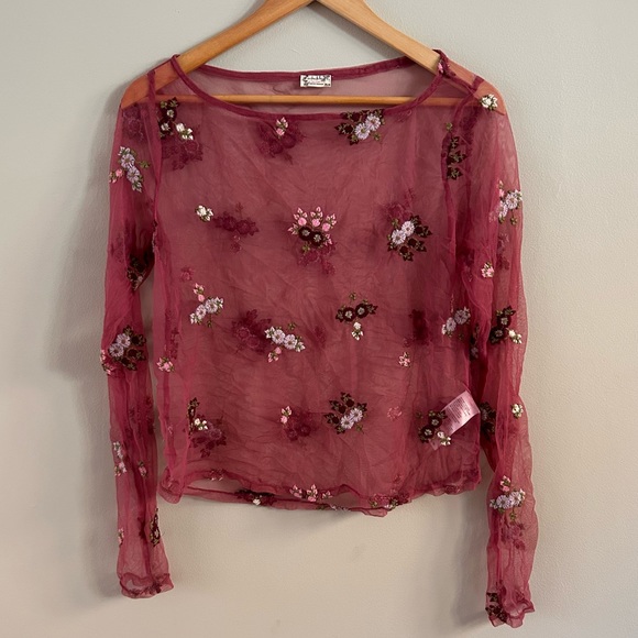 Free People “All Night” Sheer Floral Layering Top - Picture 1 of 4